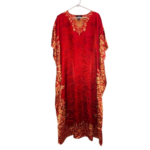 Midnight Velvet Other - Vintage Midnight Velvet Kaftan Floral Print Caftan Cover Up Dress One Size Red